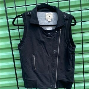 Black Sleeveless Zip-Up Vest